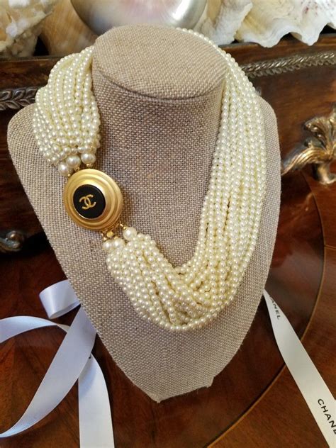 how to make chanel button necklace|chanel necklace pearl price.